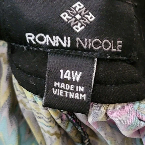 Ronni Nocole multicolor printed sleeveless scoop neck plus size dress size 14W - Picture 5 of 7